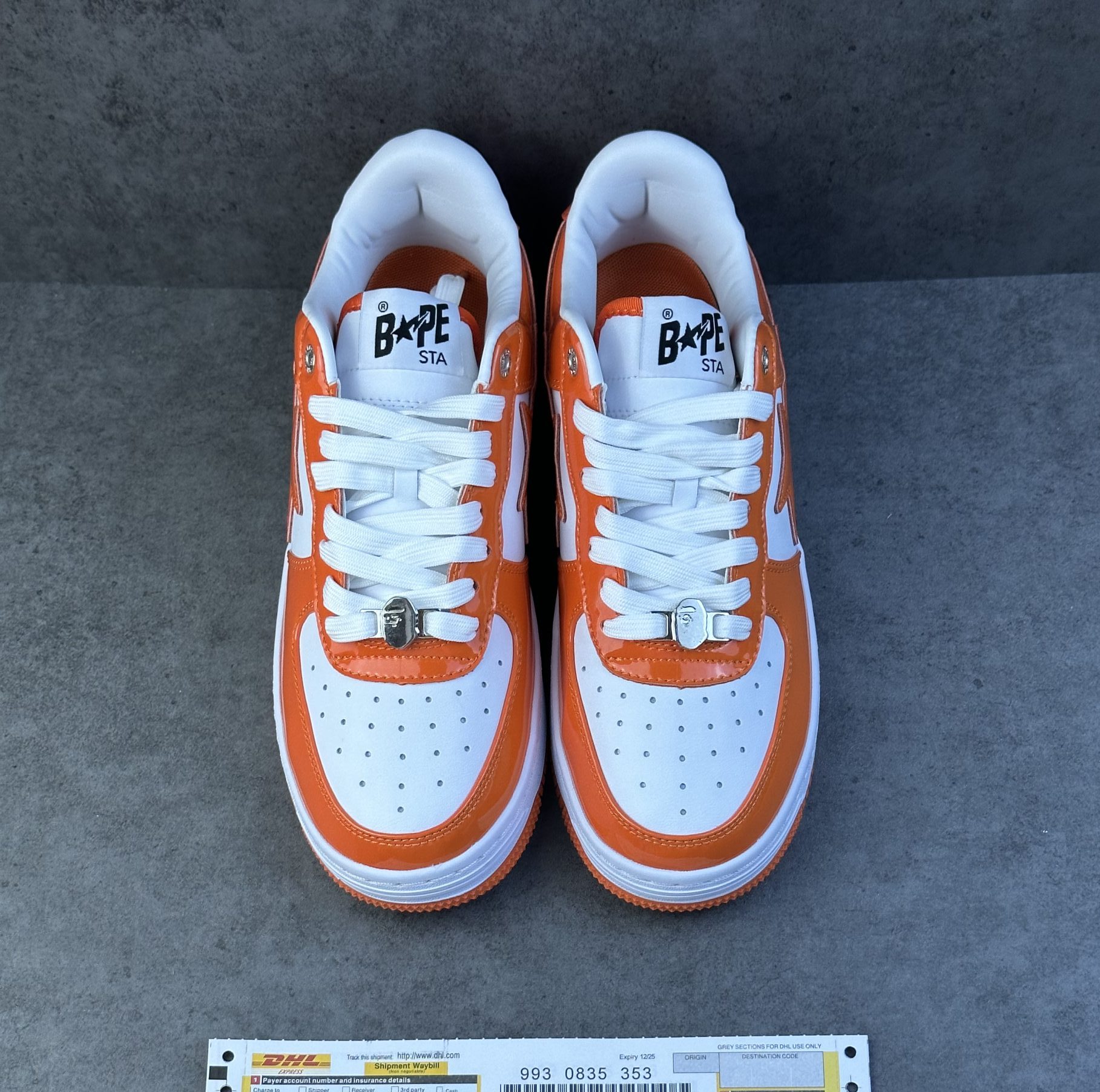 A Bathing Ape Bape Sta Patent Leather Orange White