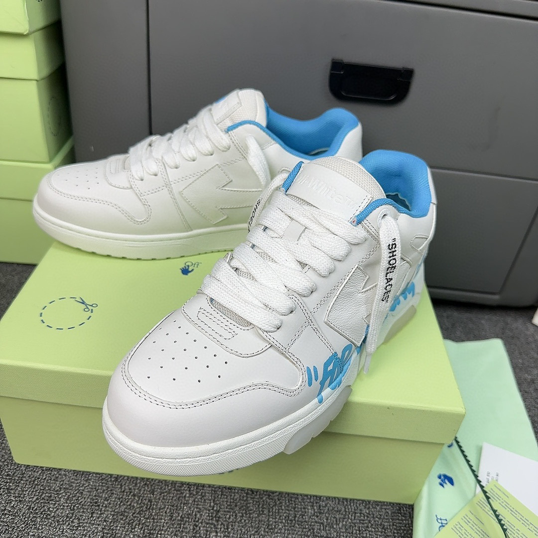 OFF-WH*TE Out Of Office OOO Low Tops For Walking White Blue