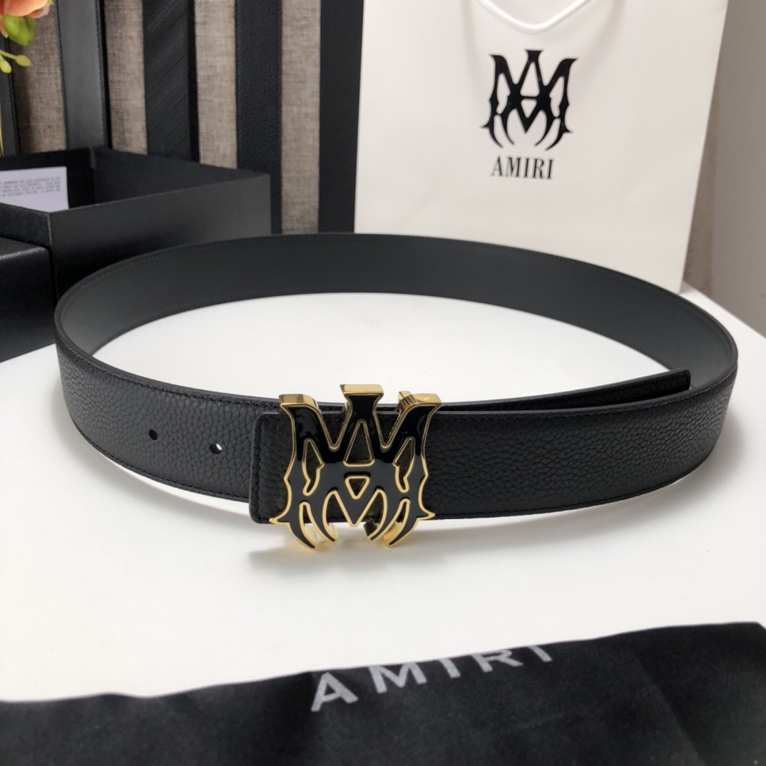 Amiri logo-buckle leather belt