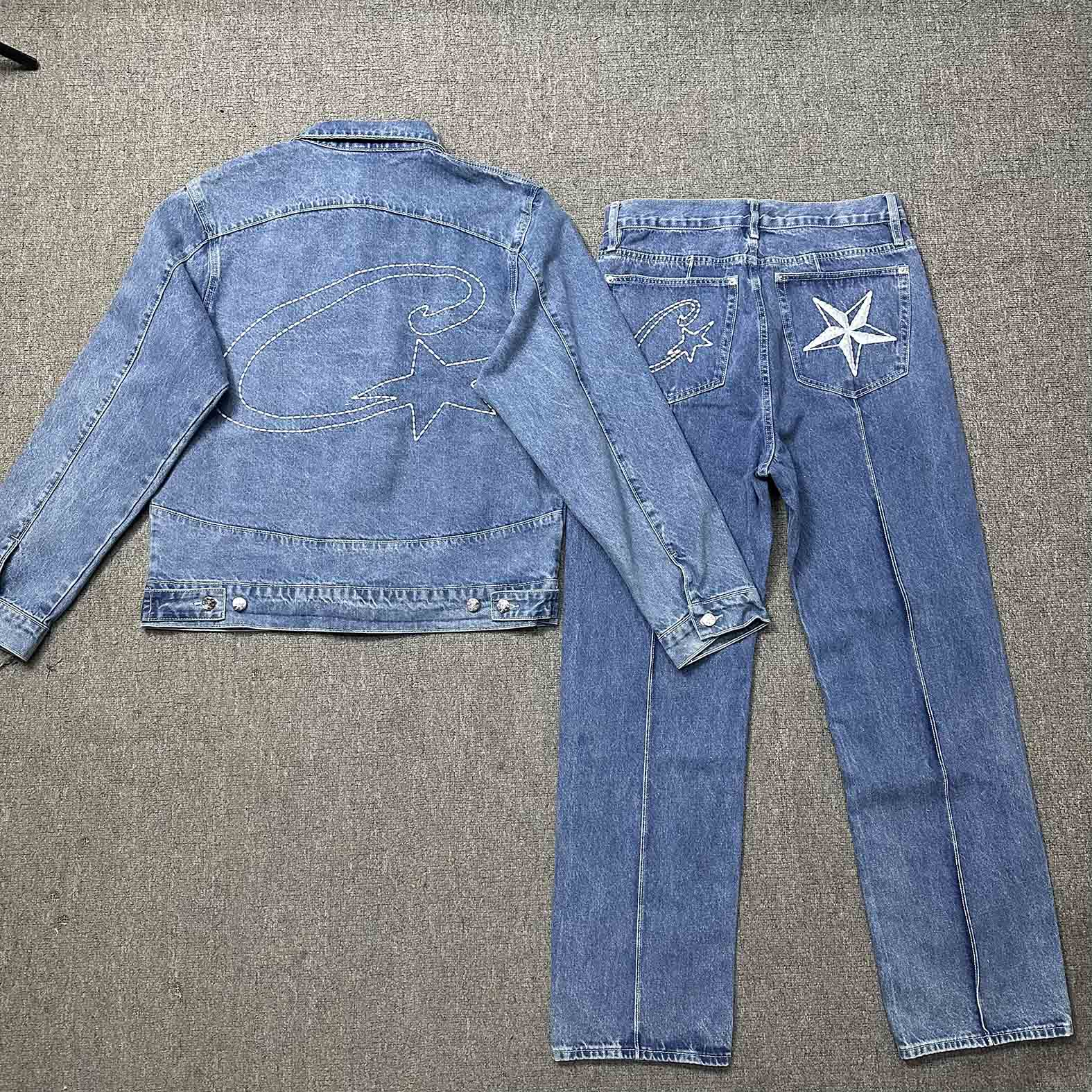 Corteiz C-Star Stitch-Down Denim Suit Blue