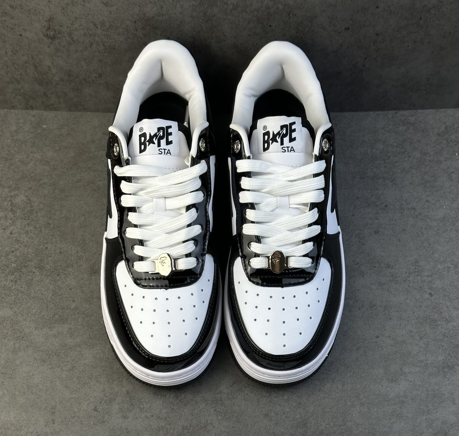 A Bathing Ape Bape Sta Patent Leather Black White