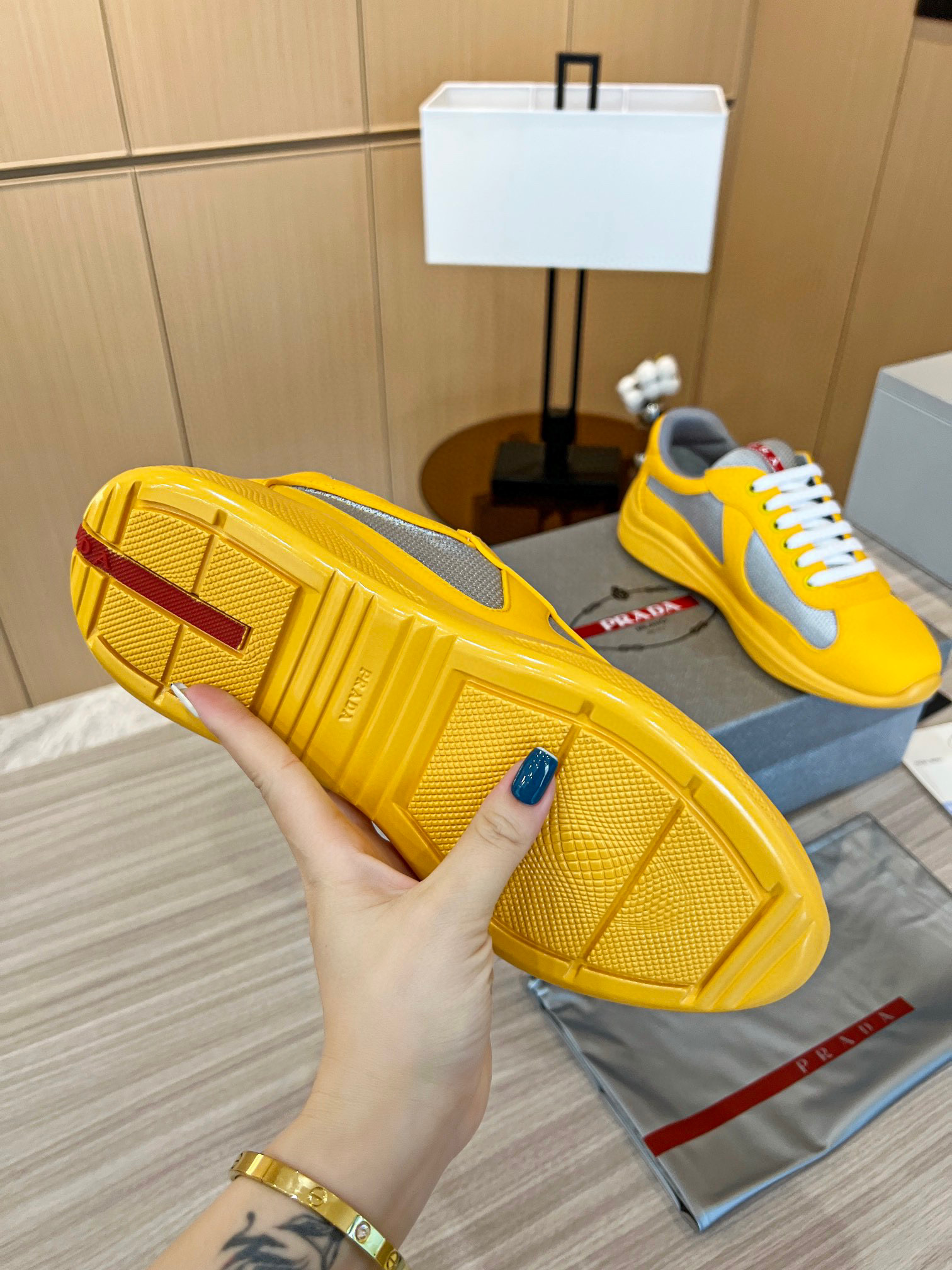 Prada America’s Cup Soft Rubber And Bike Fabric Sneakers In Yellow