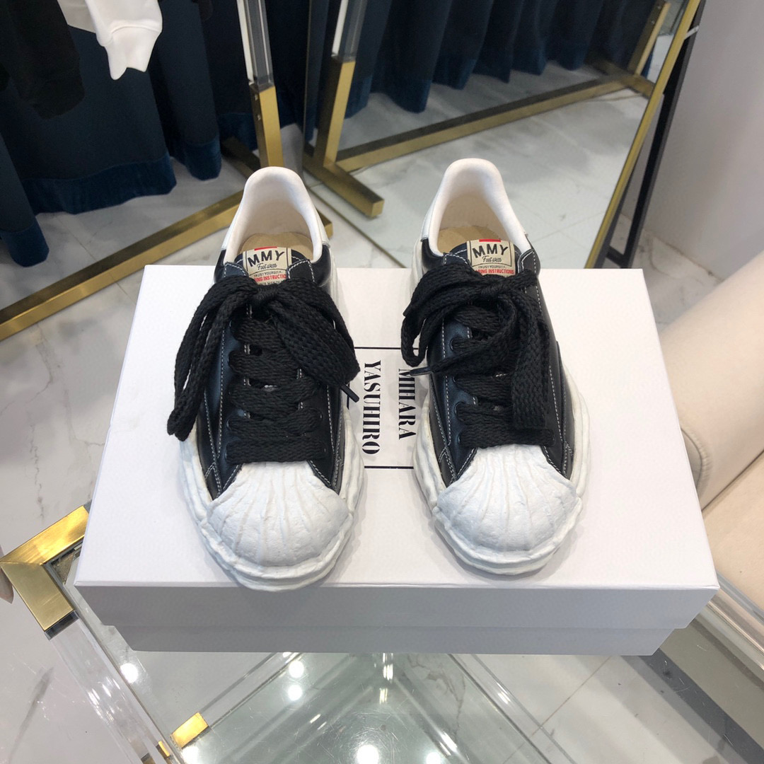Maison Mihara Yasuhiro Blakey OG Sole Seamless Leather Low Black White A11FW715