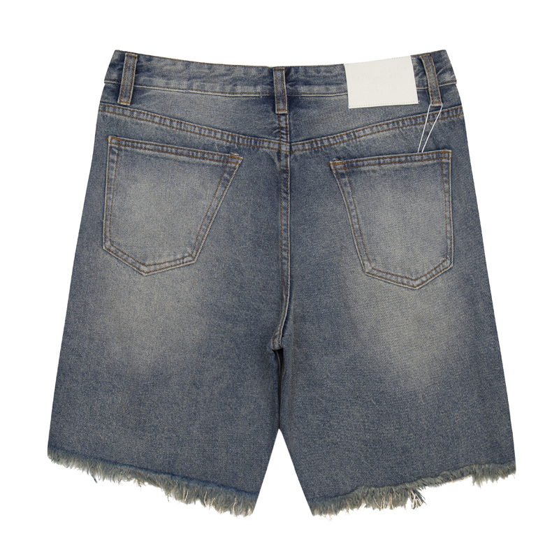 Gallery Dept. Ripped Washed Denim Shorts Grey Blue YC0090