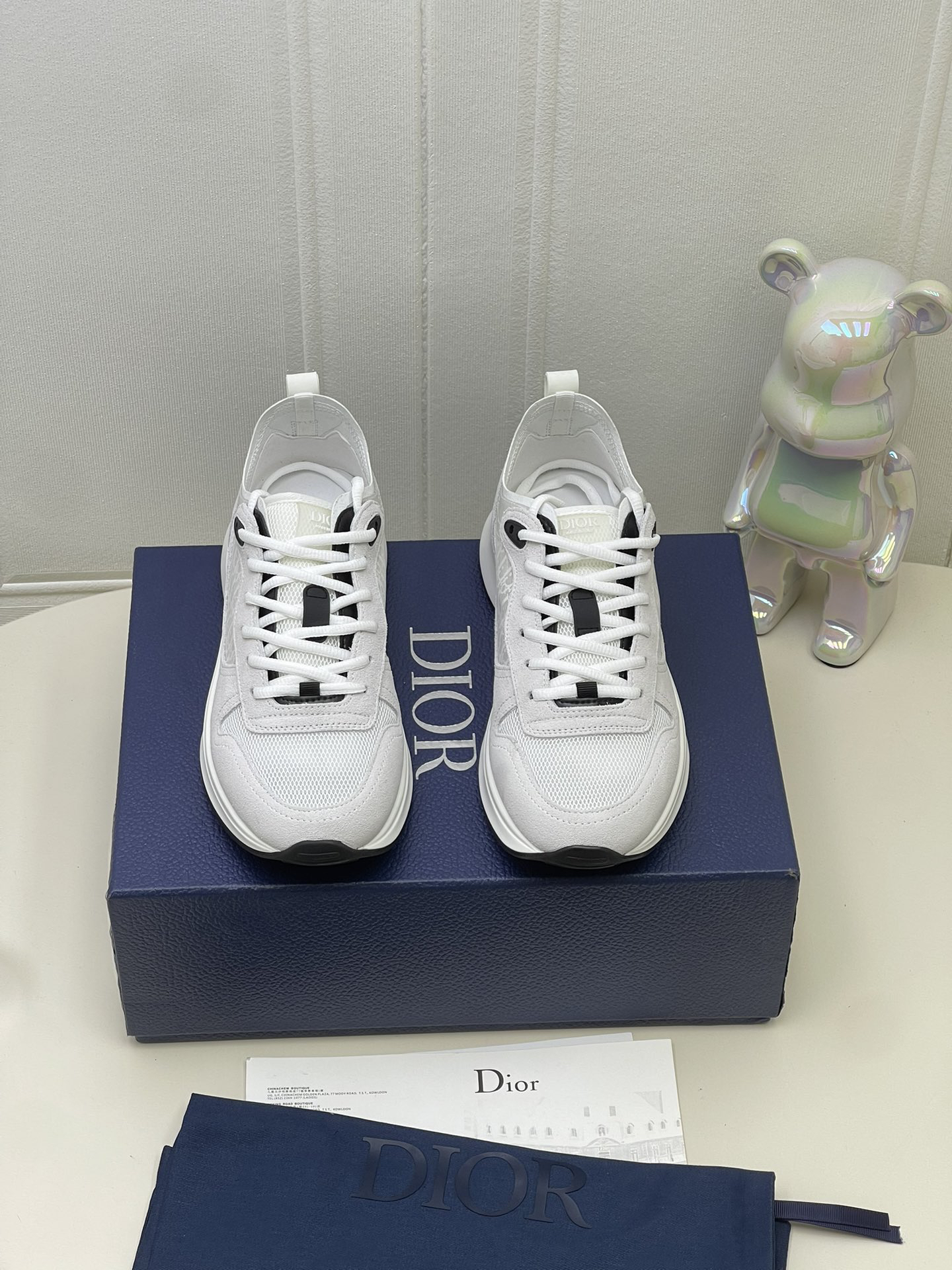 Dior B25 Runner White Oblique Suede 3SN259YTR_H069