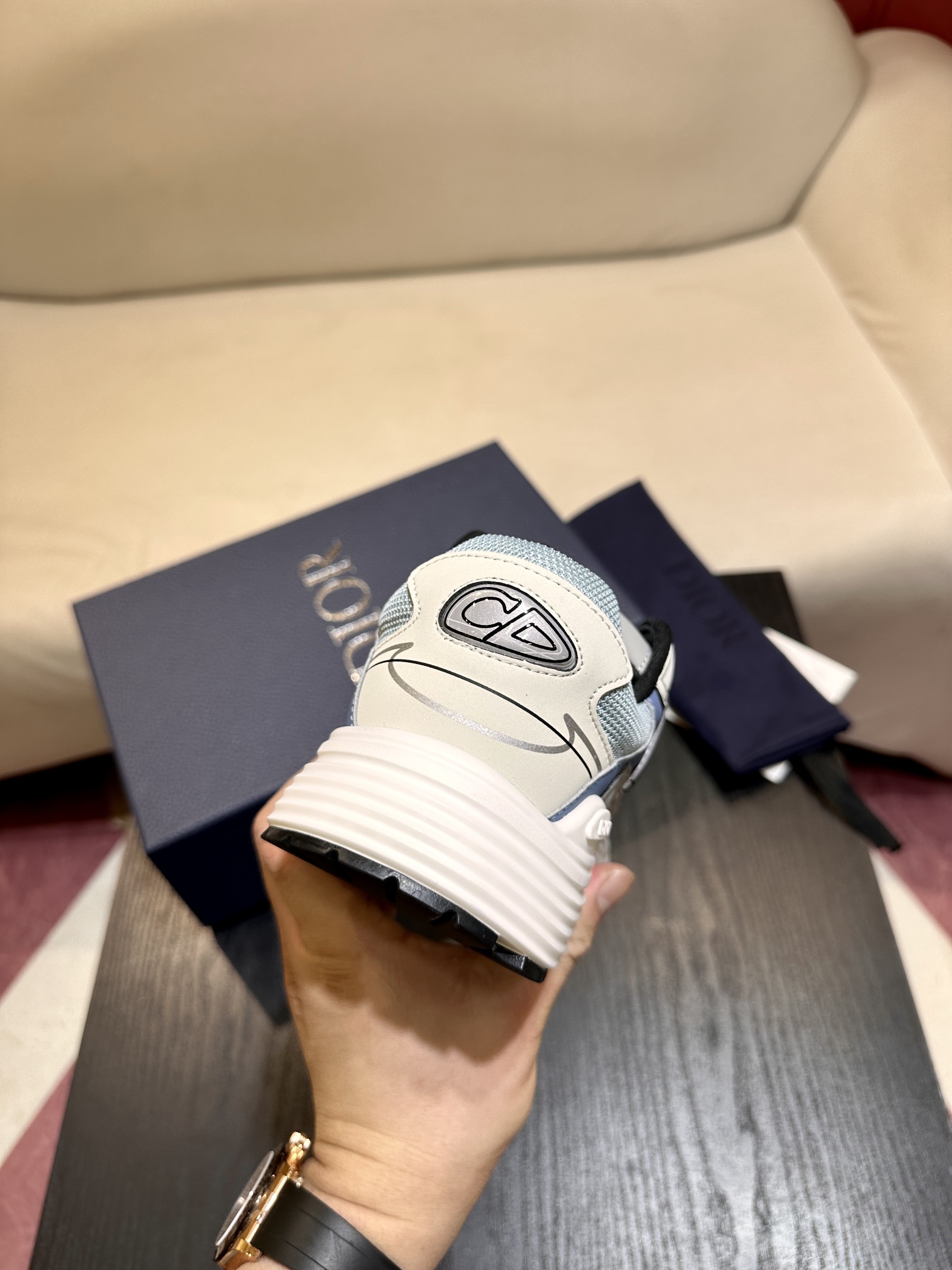 Dior B30 Light Blue Mesh and Blue Gray White 3SN279ZRB_H560