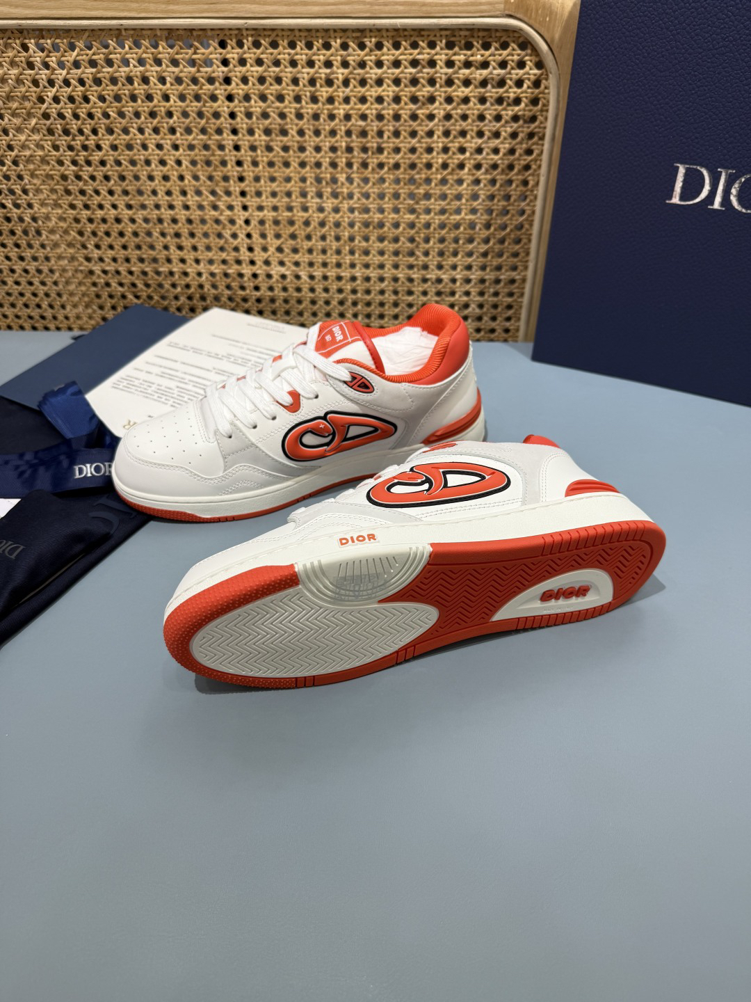 Dior B57 Low Dior Oblique White Orange 3SN318ZXU H553