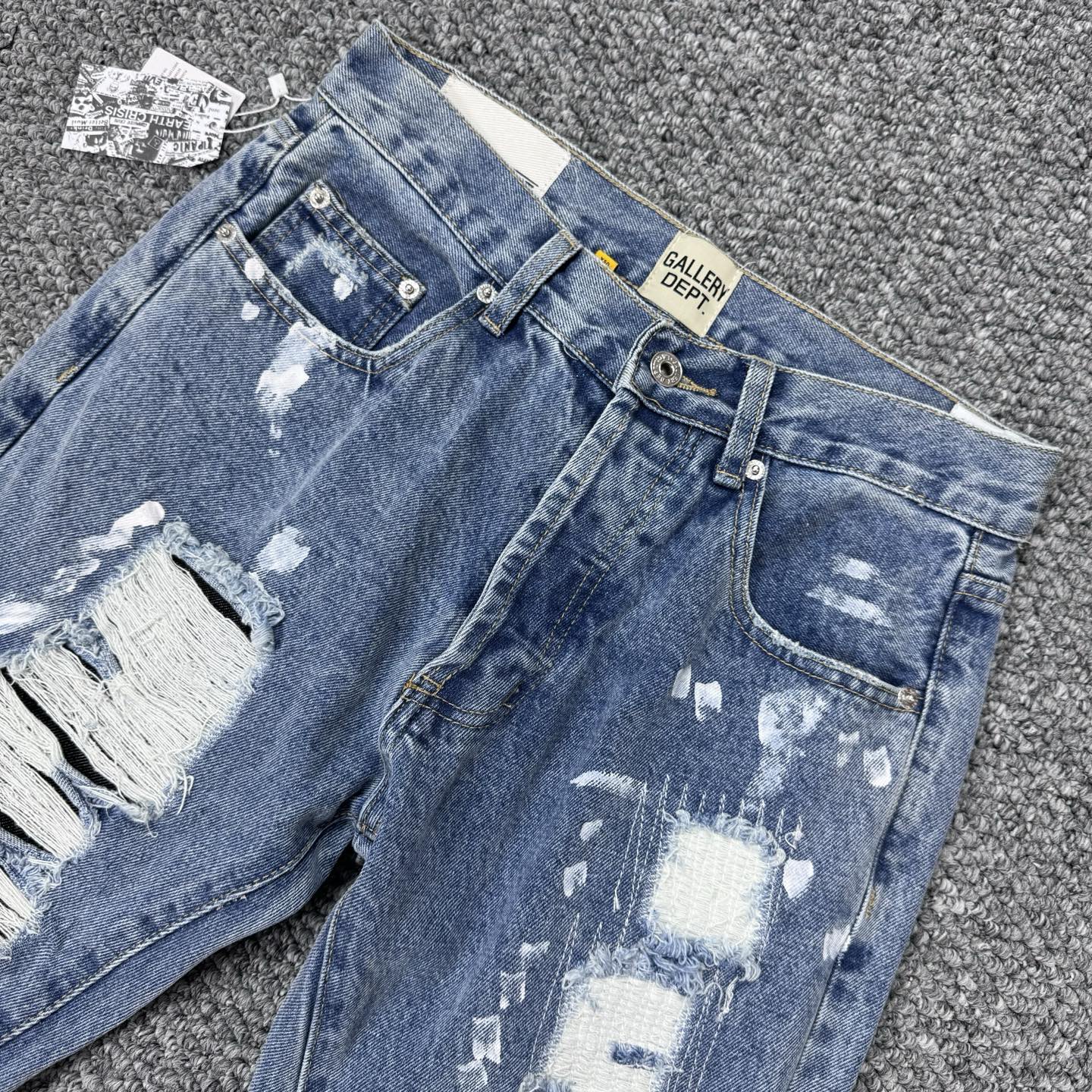 Gallery Dept. Denim Ripped Messy Line Connection Jeans H797
