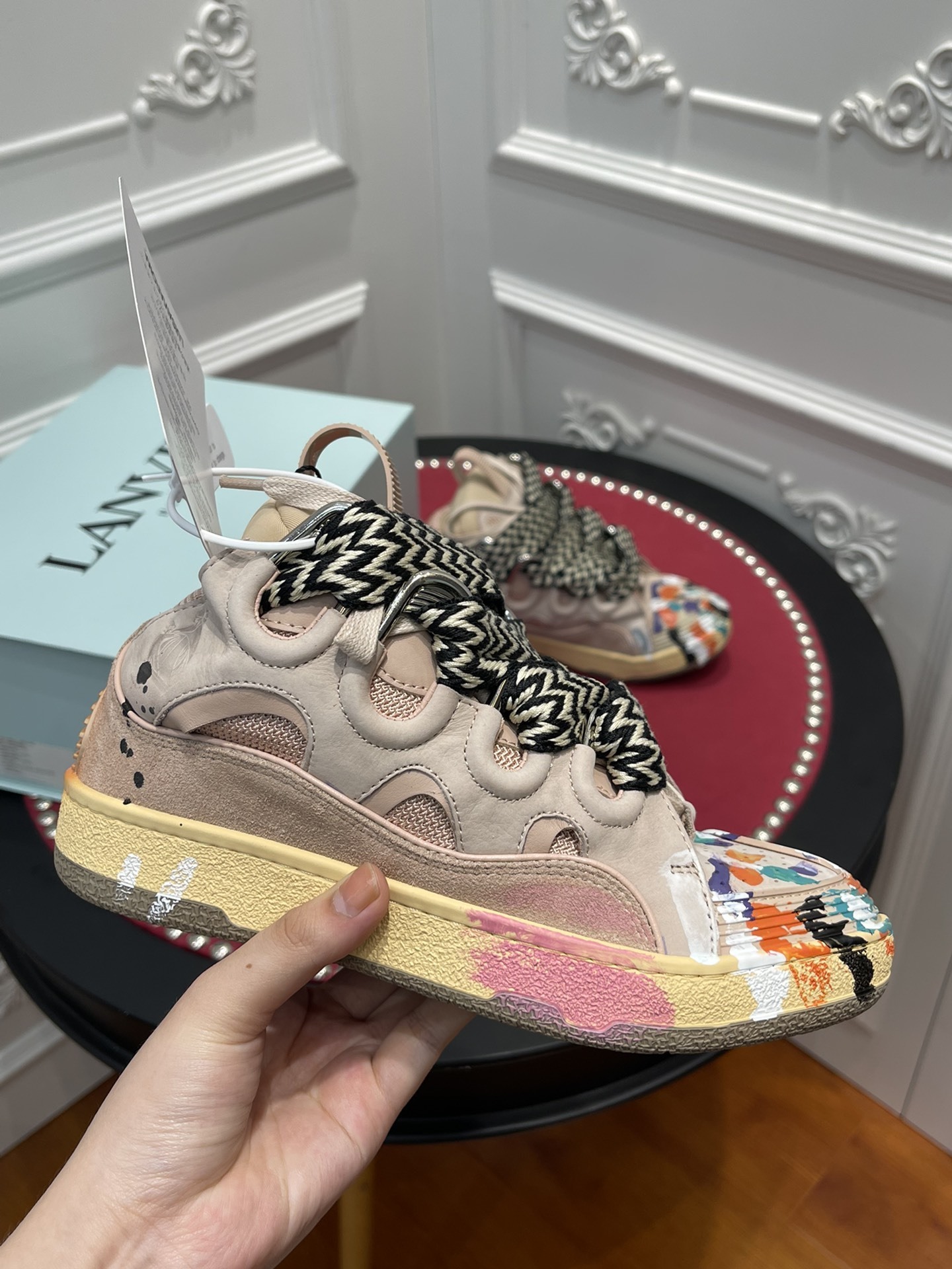 Lanvin Leather Curb Gallery Dept. Pale Pink Multi