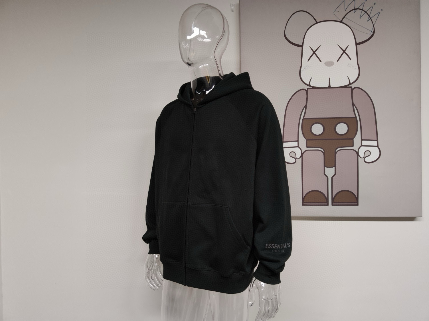 Essentials Black Zip Up Hoodie