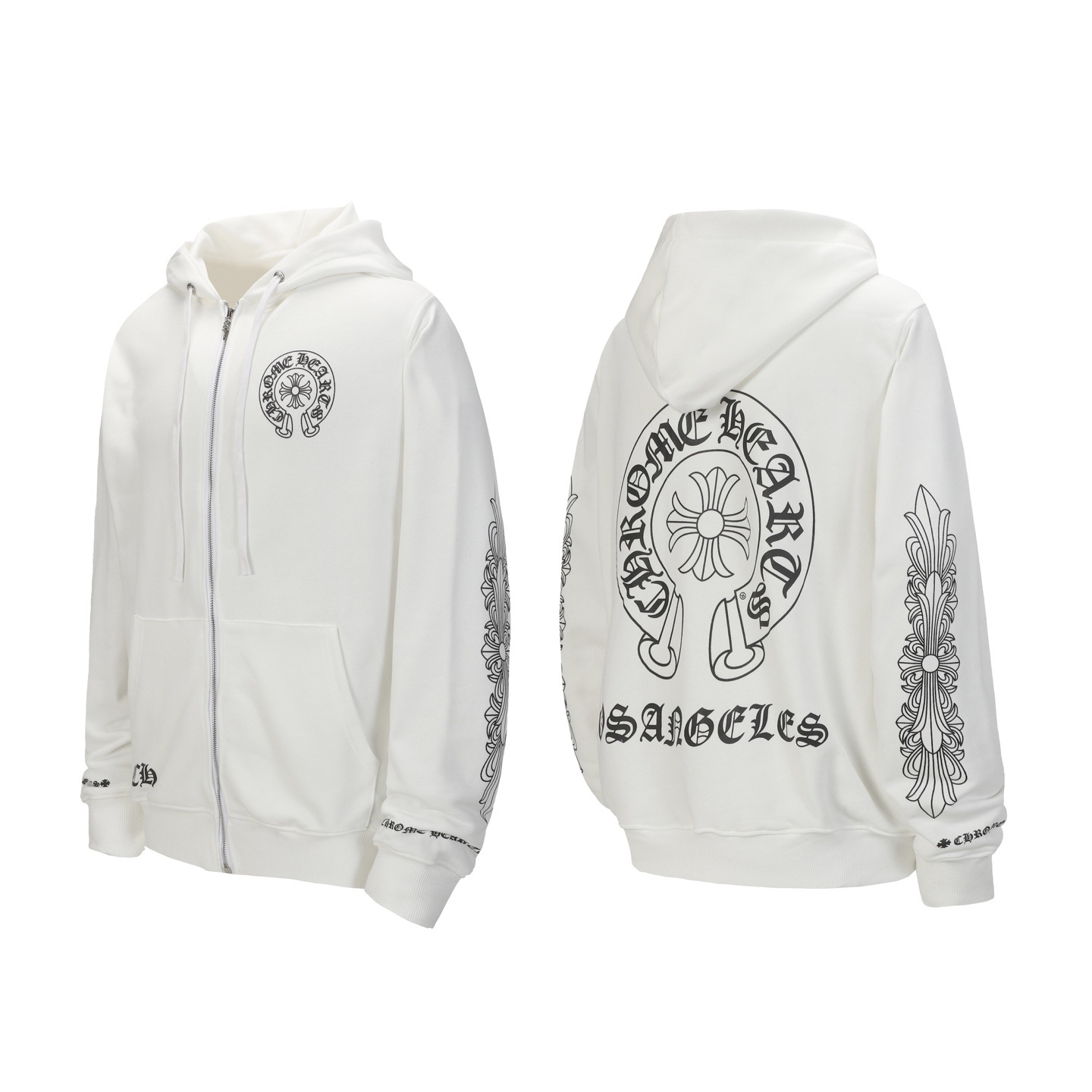 Chrome Heart White Zip Up Hoodie